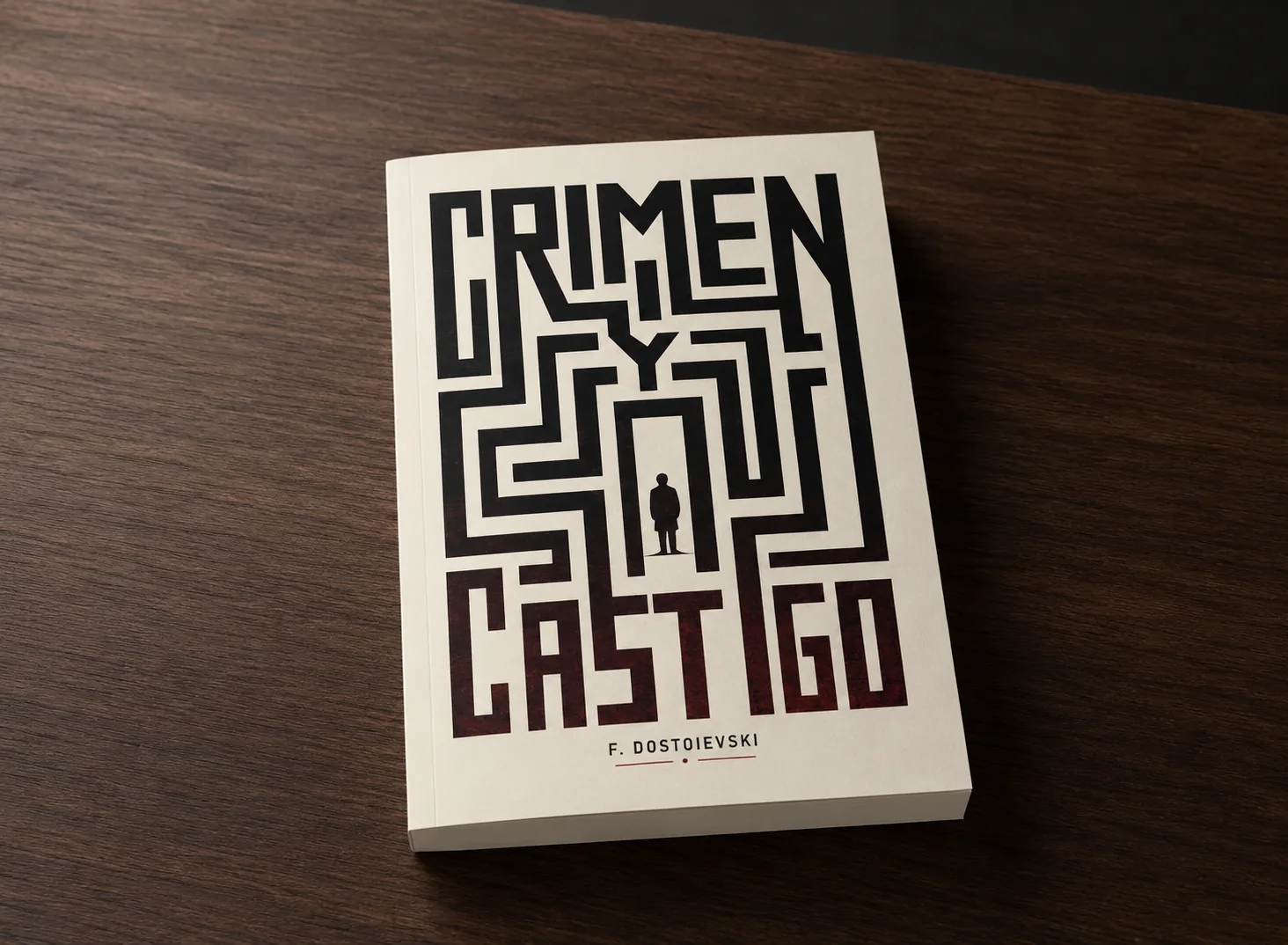 Portada de Crimen y Castigo con el título formando un laberinto