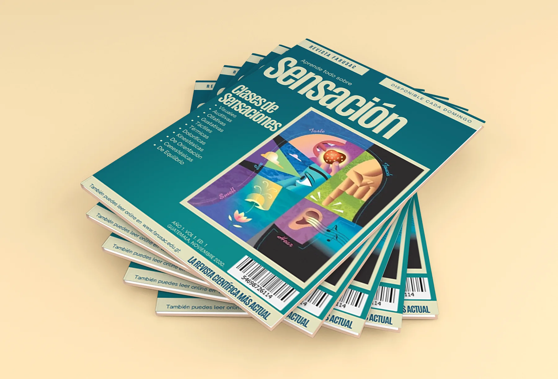 Mockup de la revista Sensación