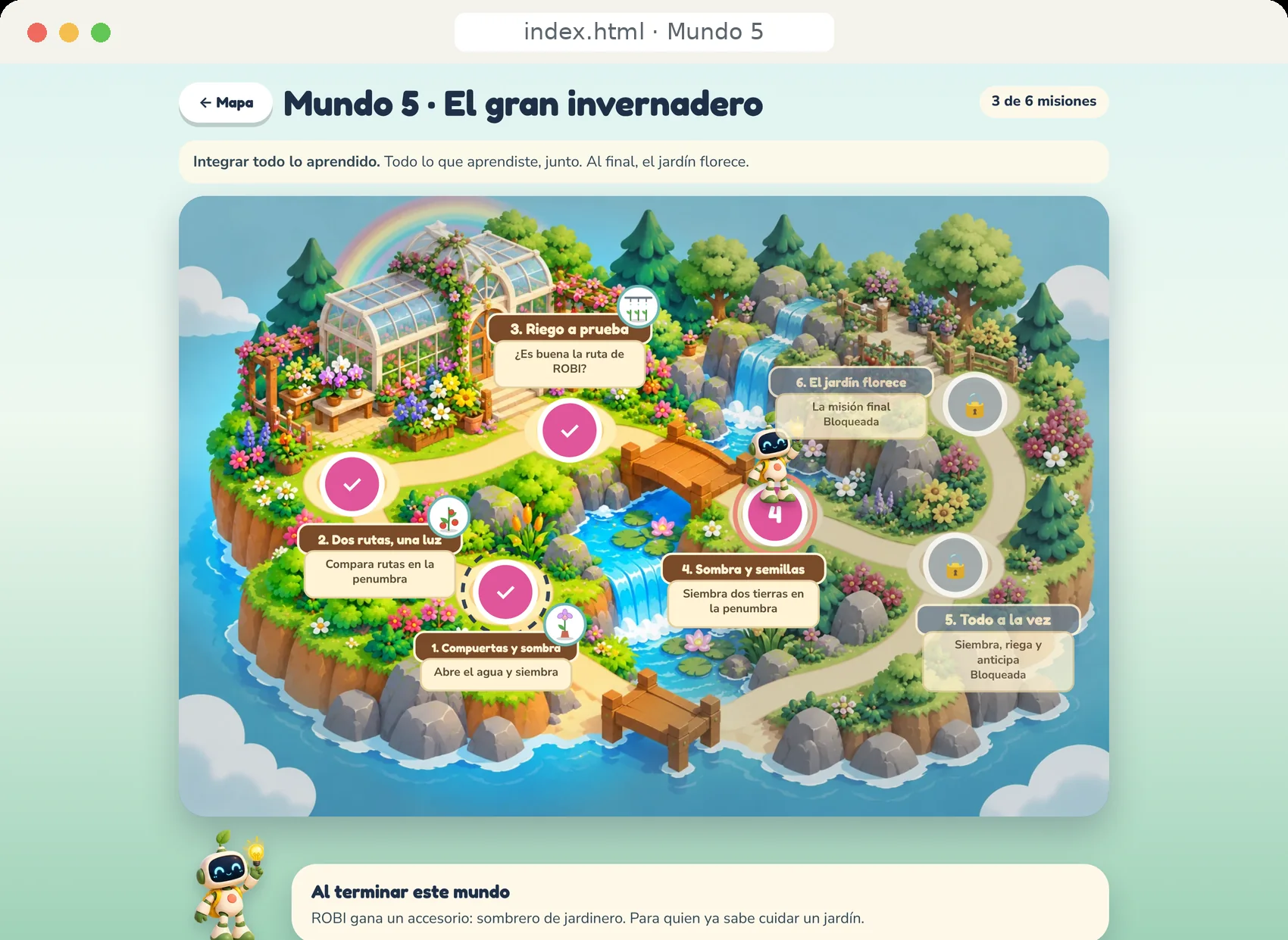 Quinto mundo del juego El jardín de ROBI